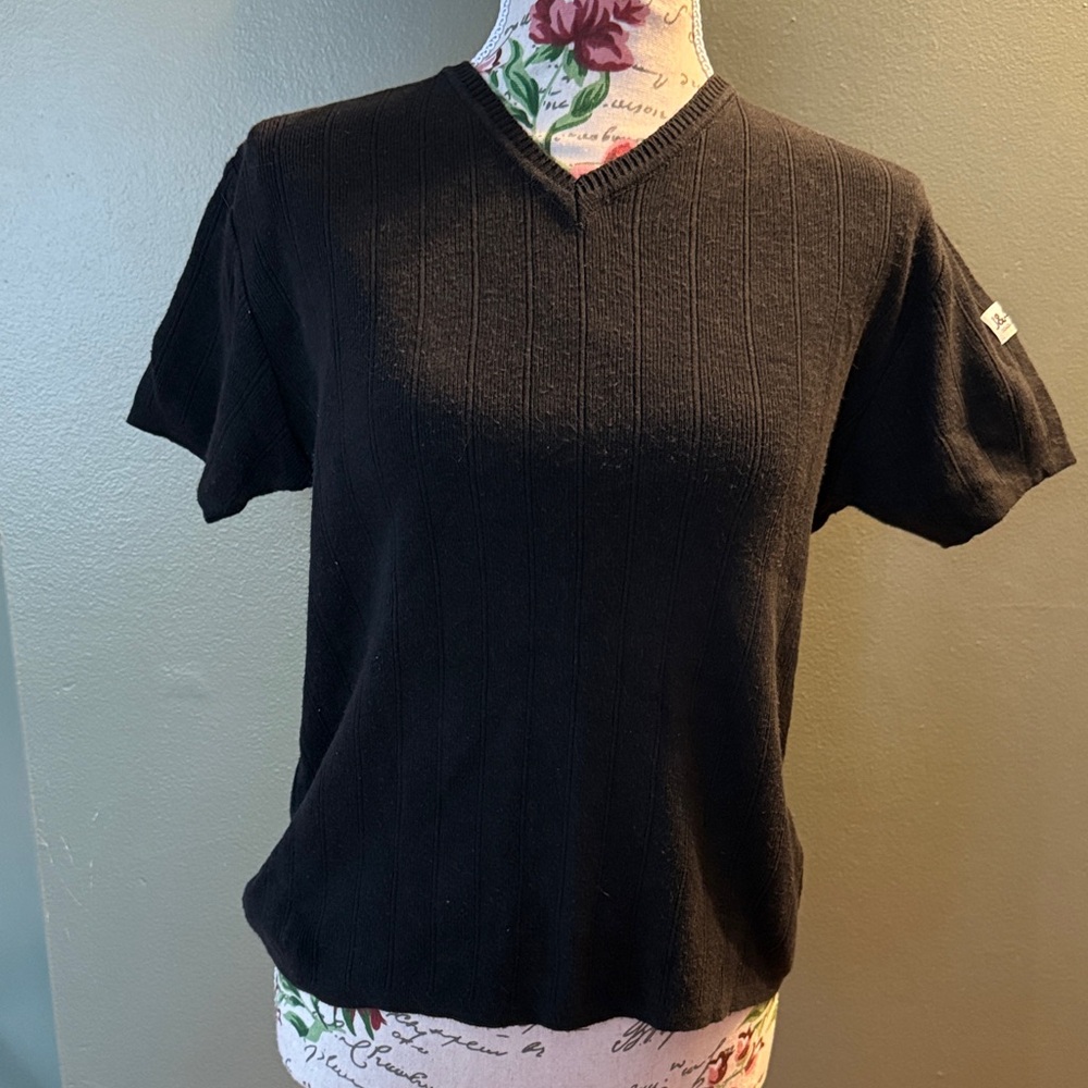 Dolce & Gabbana Vintage Black Ribbed short sleeve sweater